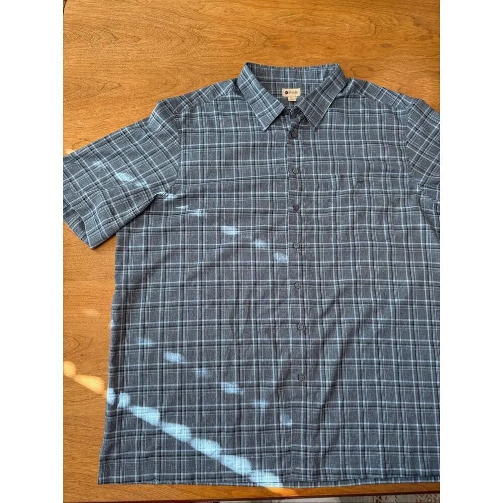 Haggar Clothing Men's Plaid Collared Short Sleeve Button Up Shirt Gray Size 3XLT